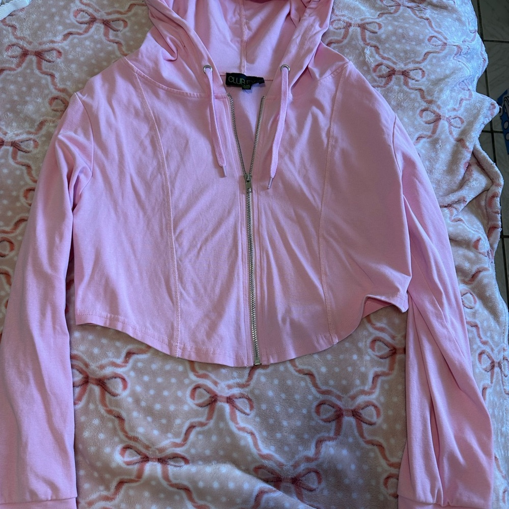 Dollcake Pink Cropped Zip-Up Jacket